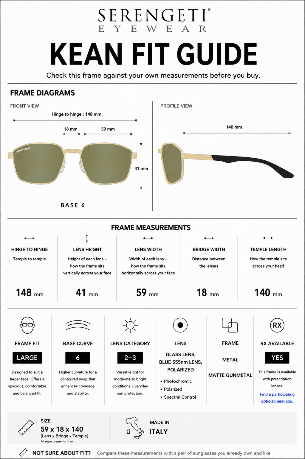 Serengeti KEAN Polarized Sunglasses - MATTE BLACK