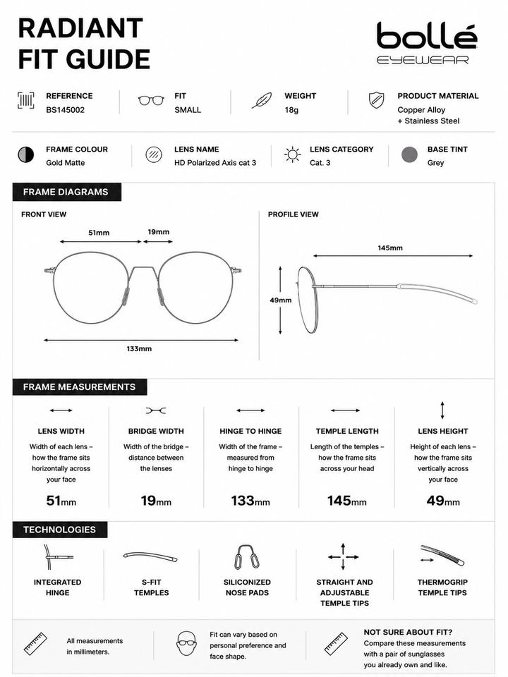 Bolle RADIANT POLARIZE Sunglasses - GUN MATTE