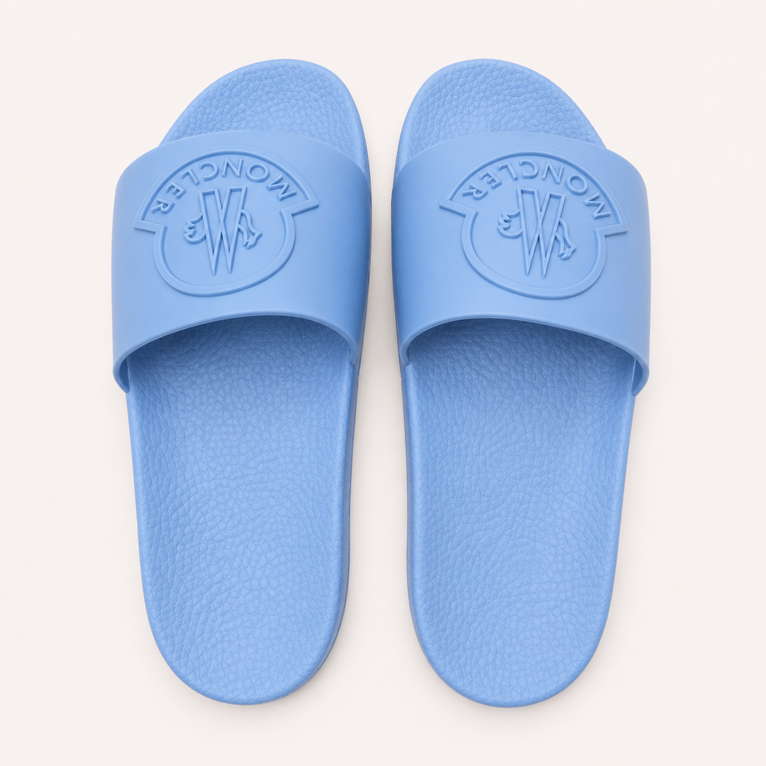 Moncler Men's Basile Rubber Slides - LIGHT BLUE
