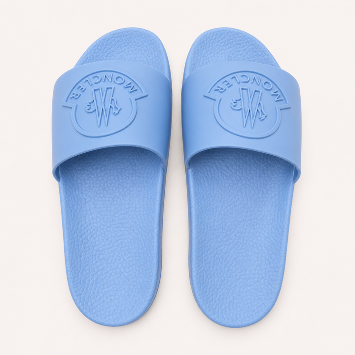 Moncler Men's Basile Rubber Slides - LIGHT BLUE