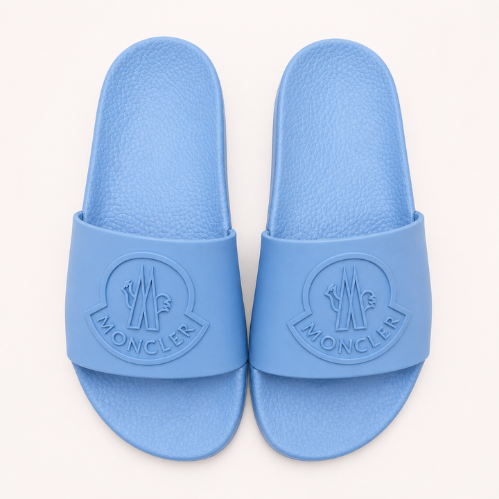 Moncler Men's Basile Rubber Slides - LIGHT BLUE