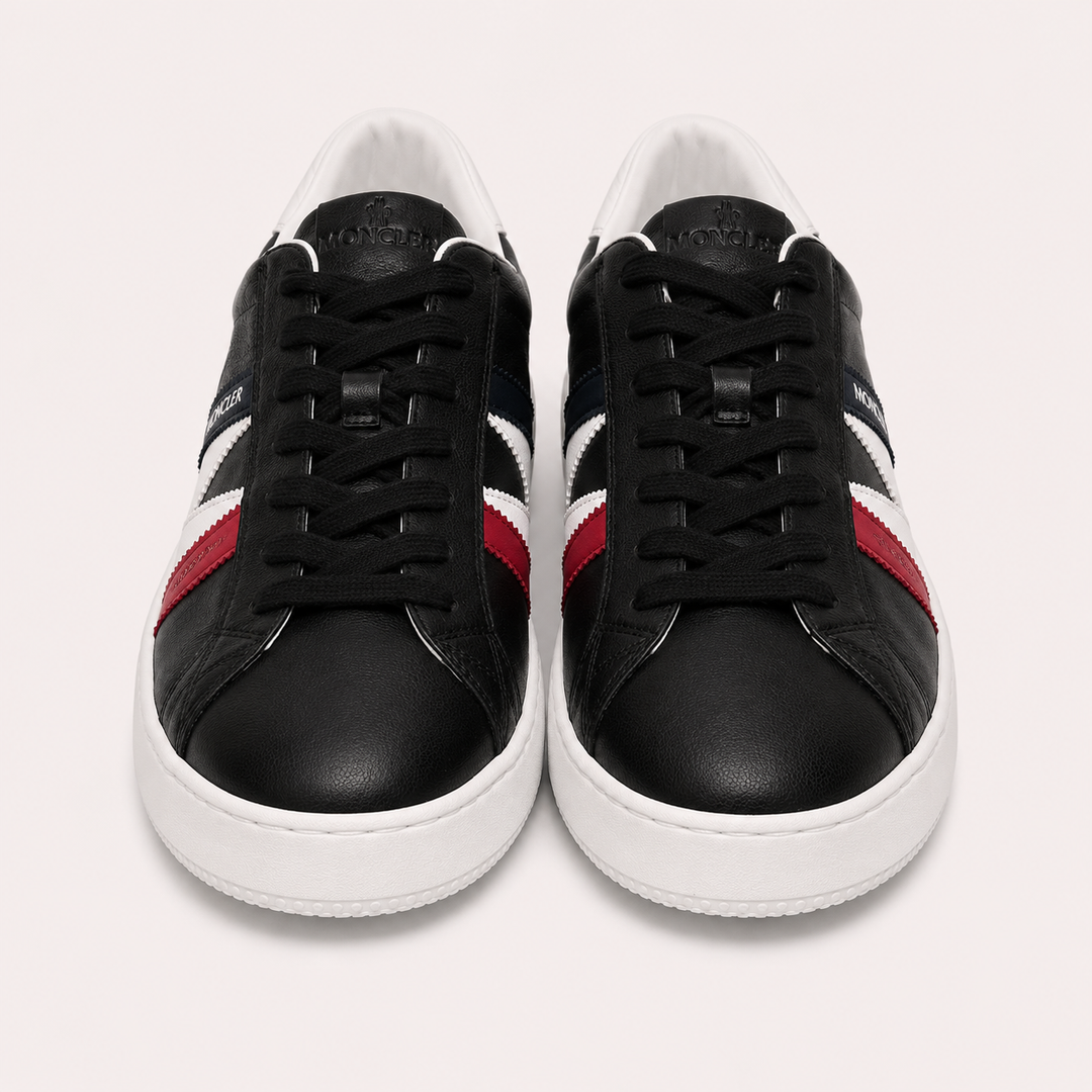 Moncler Men's MONACO Leather Sneakers - BLACK