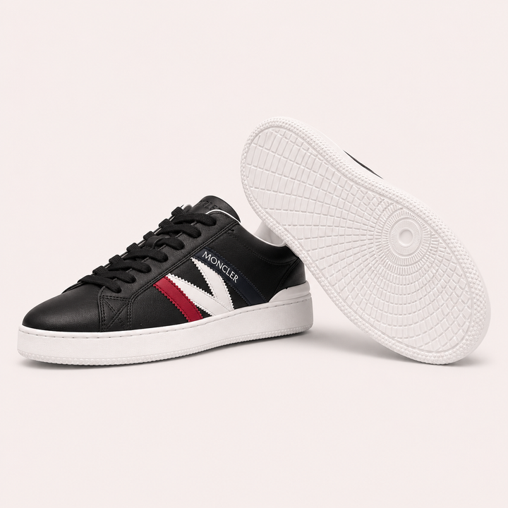 Moncler Men's MONACO Leather Sneakers - BLACK