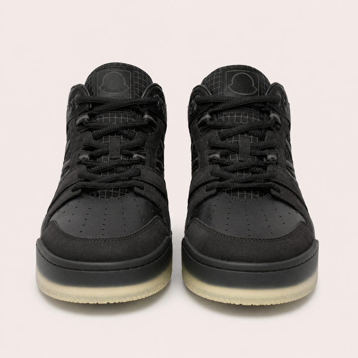 Moncler Men's Pivot Mid Leather High-Top Sneakers - BLACK