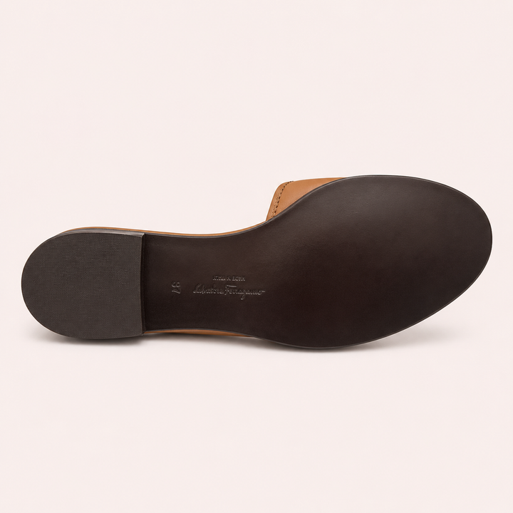 Ferragamo Women's Rhodes Gancini Leather Sandals – TAN