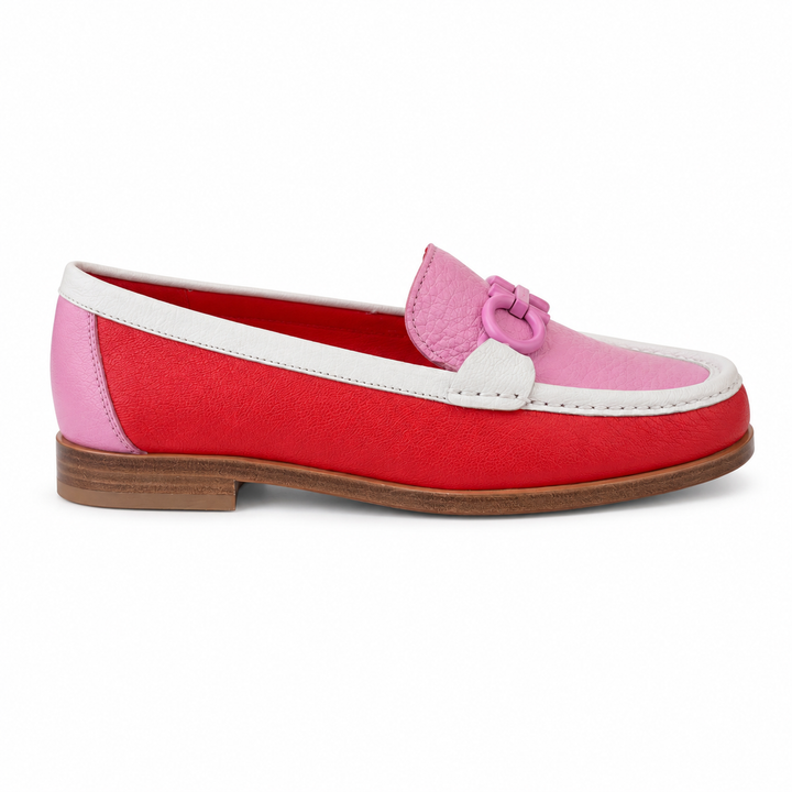 Ferragamo Women’s Rolo Gancini Colourblock Leather Moccasins - CANDY / FLAMINGO