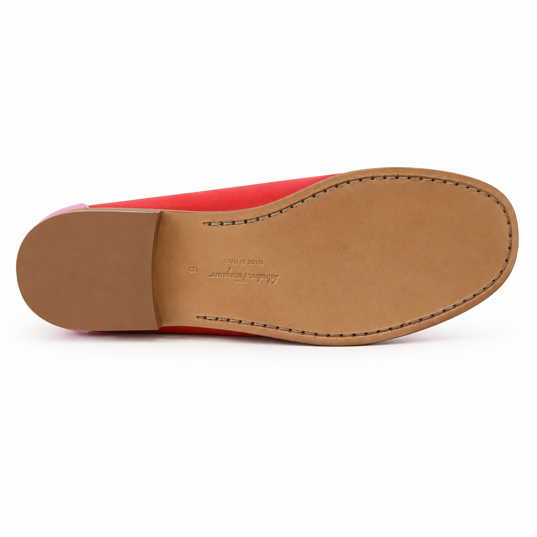 Ferragamo Women’s Rolo Gancini Colourblock Leather Moccasins - CANDY / FLAMINGO