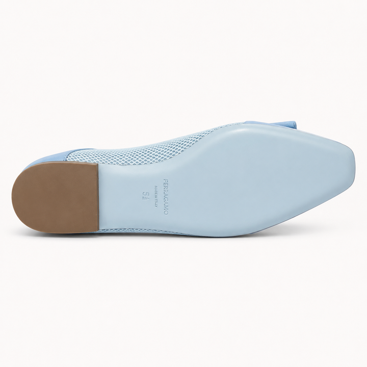 Ferragamo Women's ANZ Vara Bow Ballerina Leather & Mesh Flats – SKY BLUE