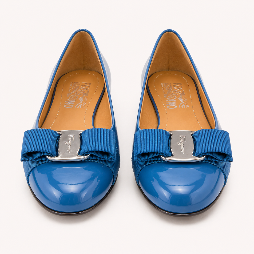 Ferragamo Women's Varina Patent Leather Ballet Flats – BLUE