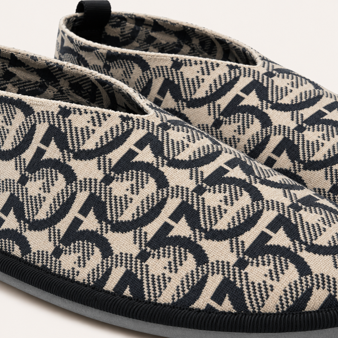 Ferragamo Women's Nomadic Stories Gancini Jacquard Moccasins – CHARCOAL BEIGE