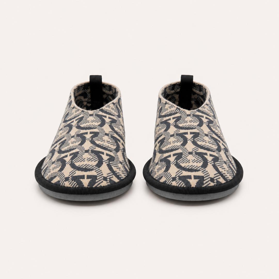 Ferragamo Women's Nomadic Stories Gancini Jacquard Moccasins – CHARCOAL BEIGE