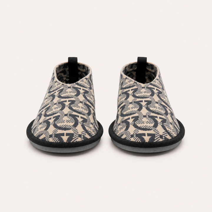 Ferragamo Women's Nomadic Stories Gancini Jacquard Moccasins – CHARCOAL BEIGE