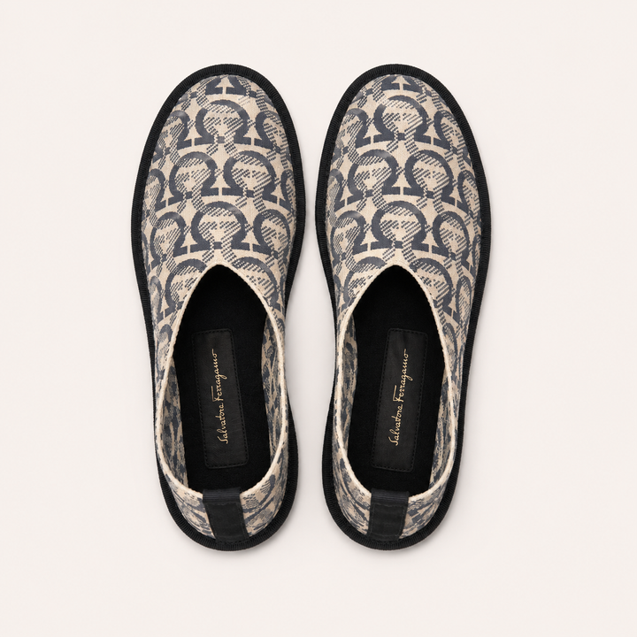 Ferragamo Women's Nomadic Stories Gancini Jacquard Moccasins – CHARCOAL BEIGE
