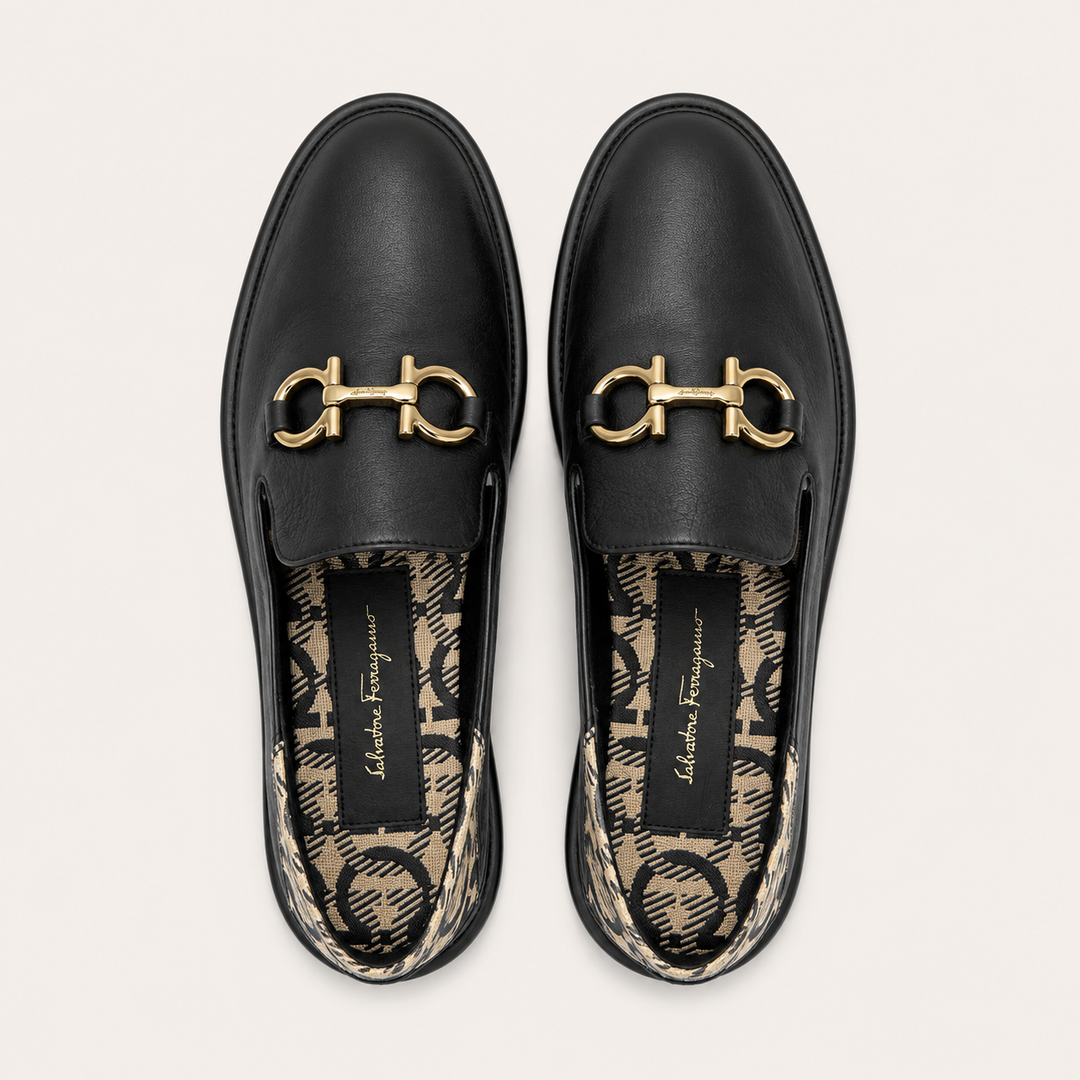 Ferragamo Women's Alete Gancini Leather Slip-On Shoes – BLACK