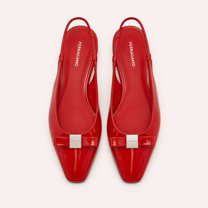 Ferragamo Women's Marlina Vara Bow Patent Leather Slingback Pumps – RED