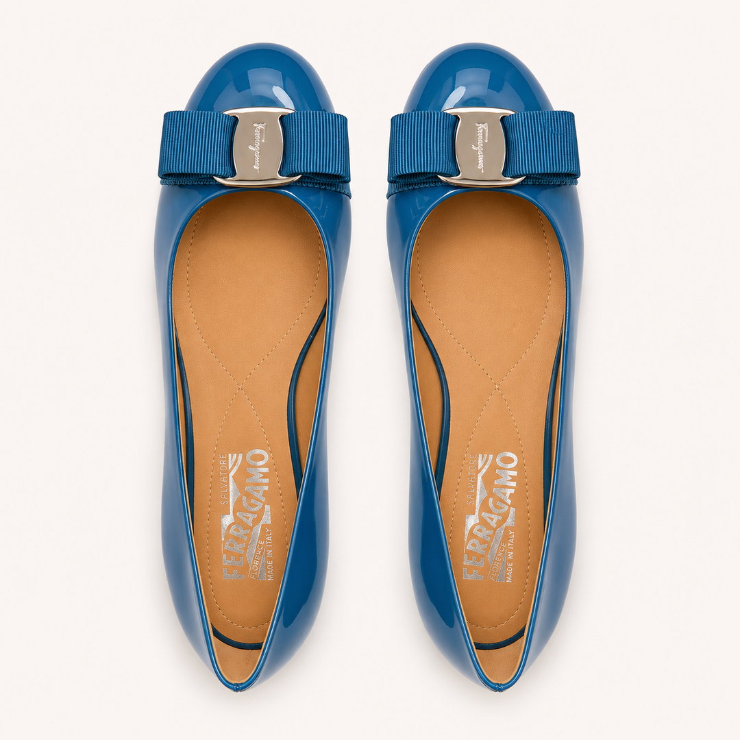Ferragamo Women's Varina Patent Leather Ballet Flats – BLUE