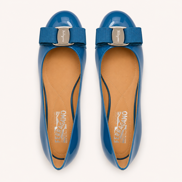 Ferragamo Women's Varina Patent Leather Ballet Flats – BLUE