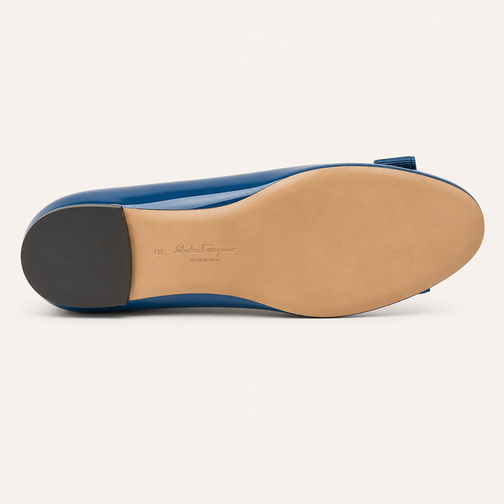 Ferragamo Women's Varina Patent Leather Ballet Flats – BLUE