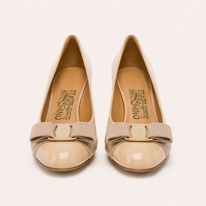 Ferragamo Women's Vara Bow Patent Leather Pumps – NEW BISQUE