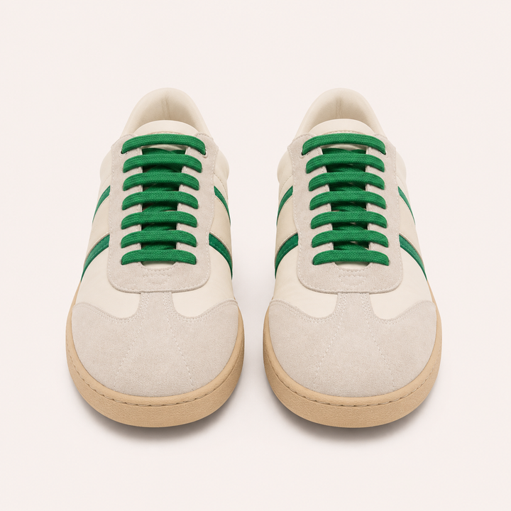 Ferragamo Men’s Dioniso Leather, Suede & Textile Sneakers – WHITE GREEN