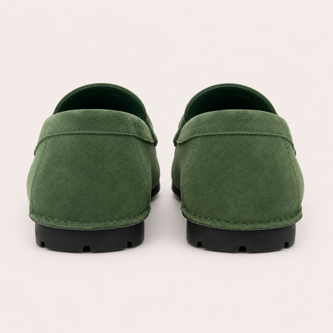 Ferragamo Men's Dougan Suede Gancini Driver Moccasins – GREEN