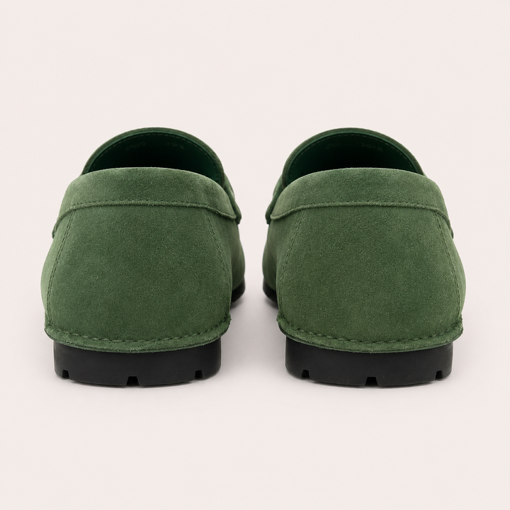 Ferragamo Men's Dougan Suede Gancini Driver Moccasins – GREEN