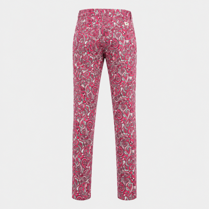 Sport Monaco Slim Fit Paisley Print Cotton Pants - PINK/ WHITE