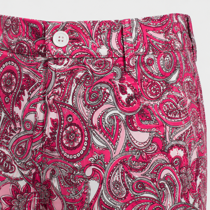 Sport Monaco Slim Fit Paisley Print Cotton Pants - PINK/ WHITE