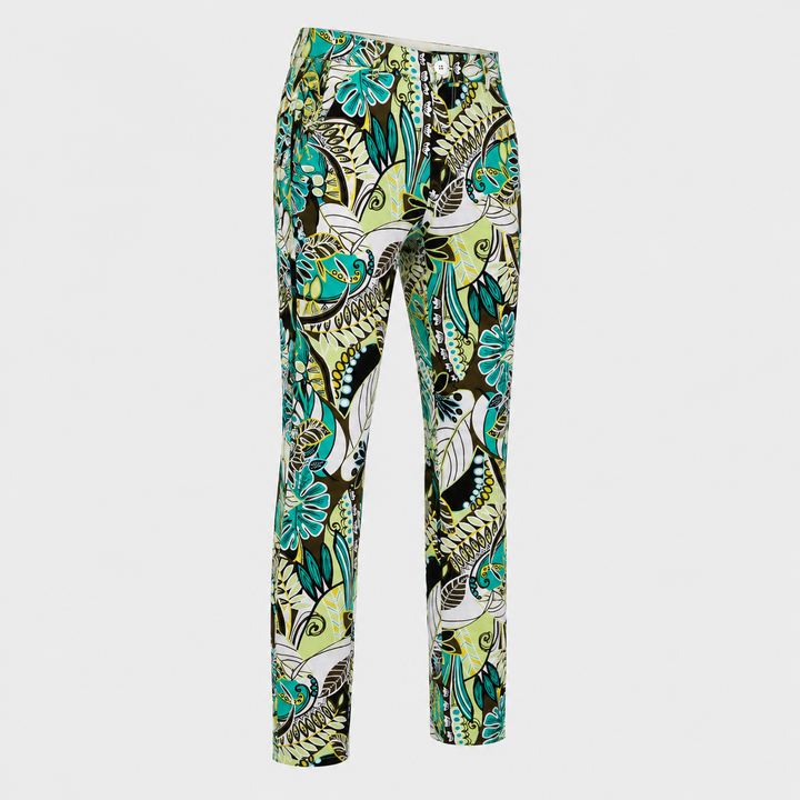 Sport Monaco Slim Fit Jungle Print Cotton Pants - BLUE / WHITE / MULTI