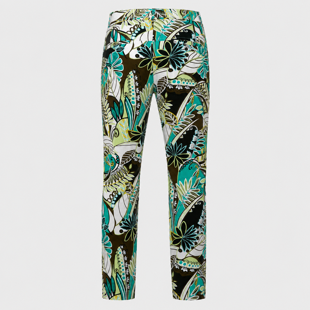Sport Monaco Slim Fit Jungle Print Cotton Pants - BLUE / WHITE / MULTI