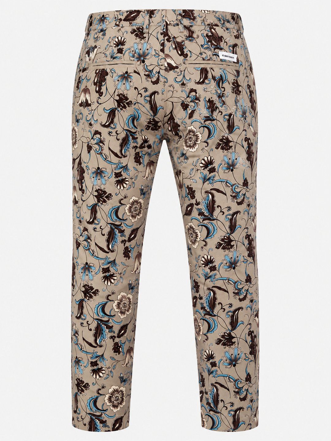 Sport Monaco Slim Fit Paisley Print Cotton Pants - TAN / BLUE
