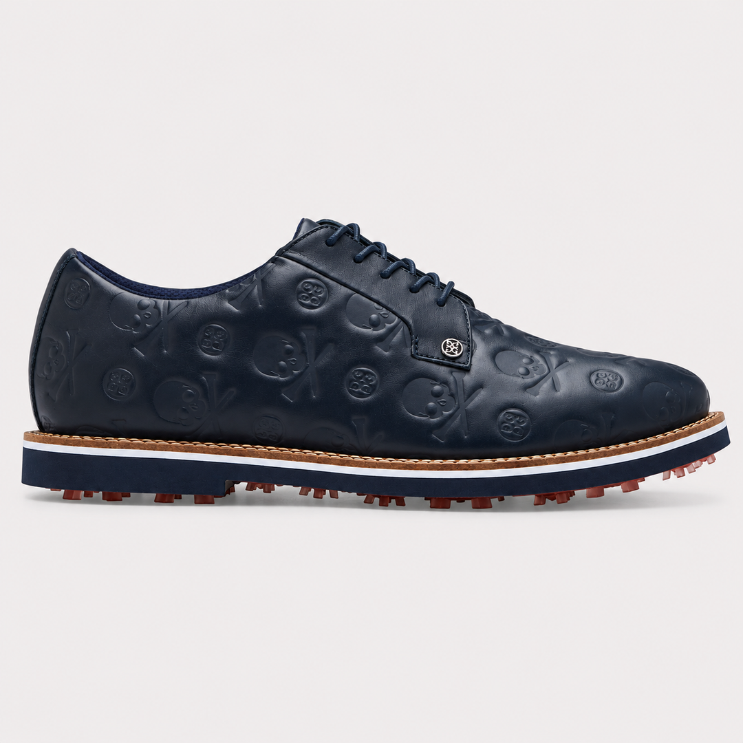 G/FORE MEN'S GALLIVANTER DEBOSSED SKULL & TEES LEATHER GOLF SHOE - TWILIGHT
