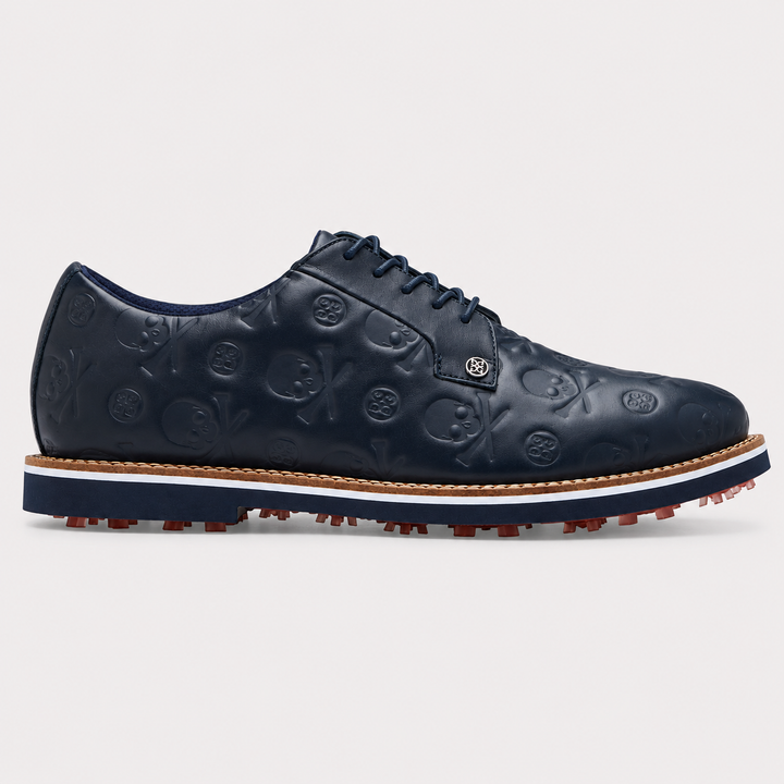 G/FORE MEN'S GALLIVANTER DEBOSSED SKULL & TEES LEATHER GOLF SHOE - TWILIGHT
