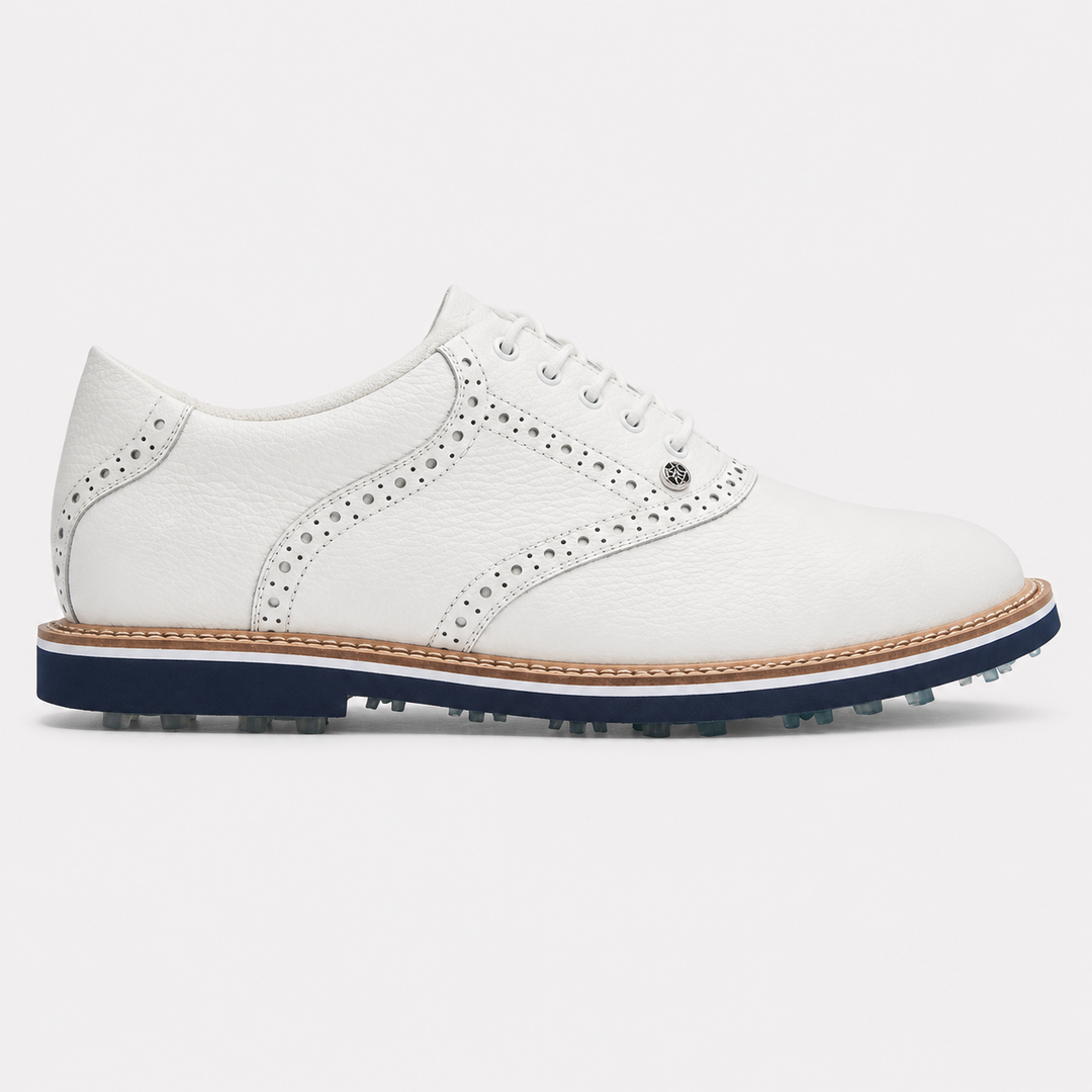 G/FORE MEN'S LTD EDITION SADDLE GALLIVANTER GOLF SHOE - SNOW / TWILIGHT