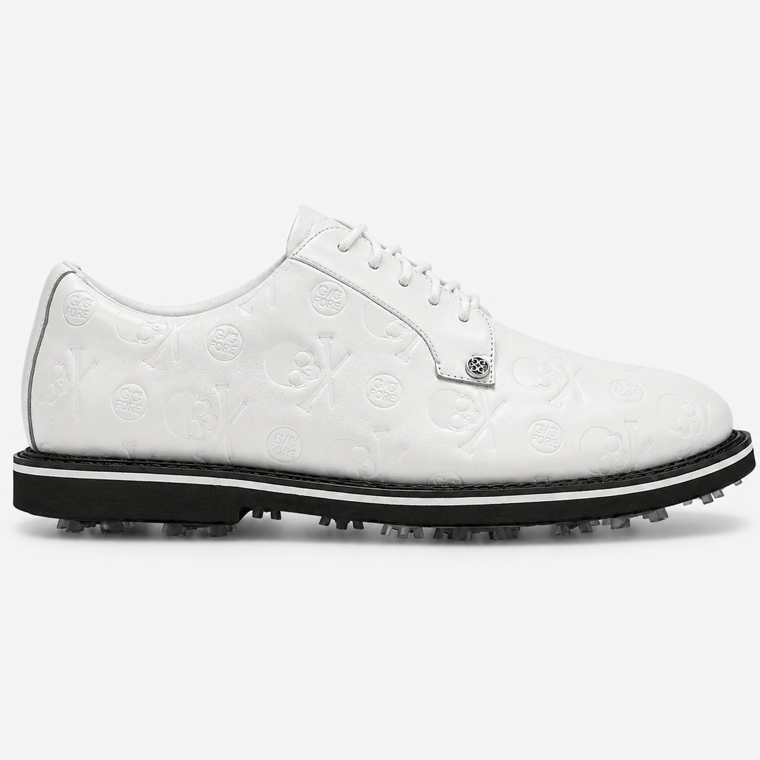 G/FORE MEN'S LTD EDITION EMBOSSED SKULL & T GALLIVANTER GOLF SHOES - SNOW /ONYX