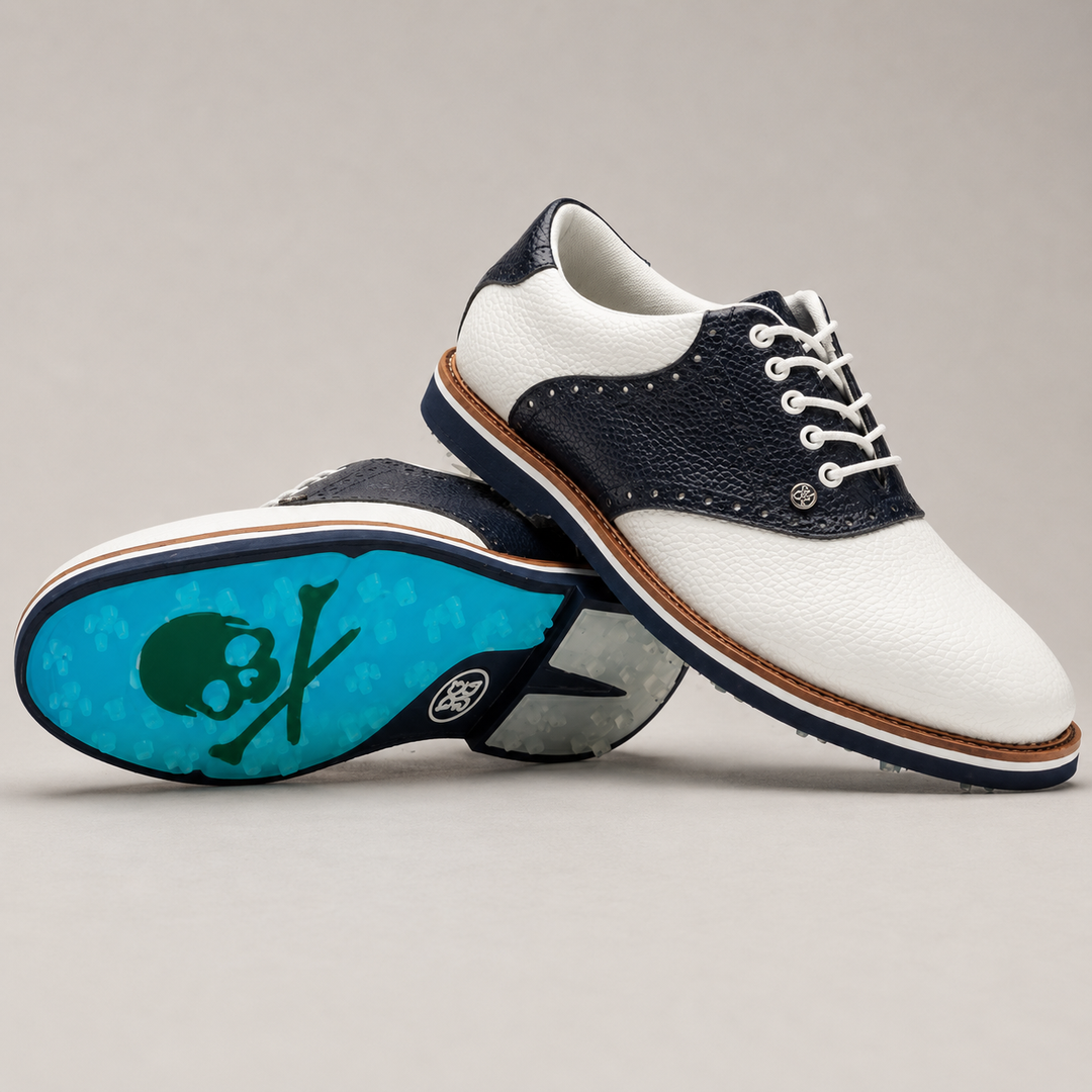 G/FORE MEN'S LTD EDITION SADDLE GALLIVANTER GOLF SHOES - SNOW / TWILIGHT