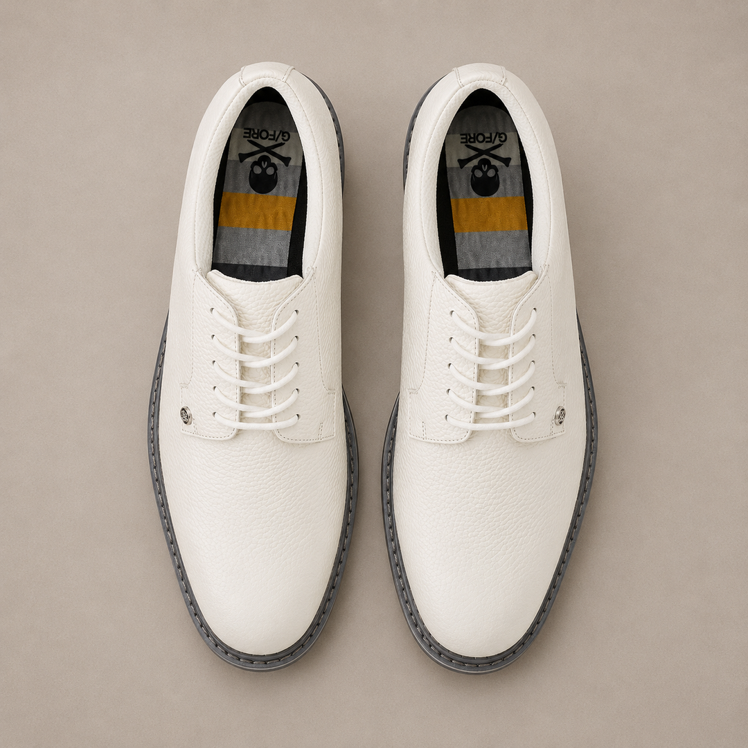 G/FORE MEN'S COLLECTION GALLIVANTER GOLF SHOE - SNOW / KHAKI