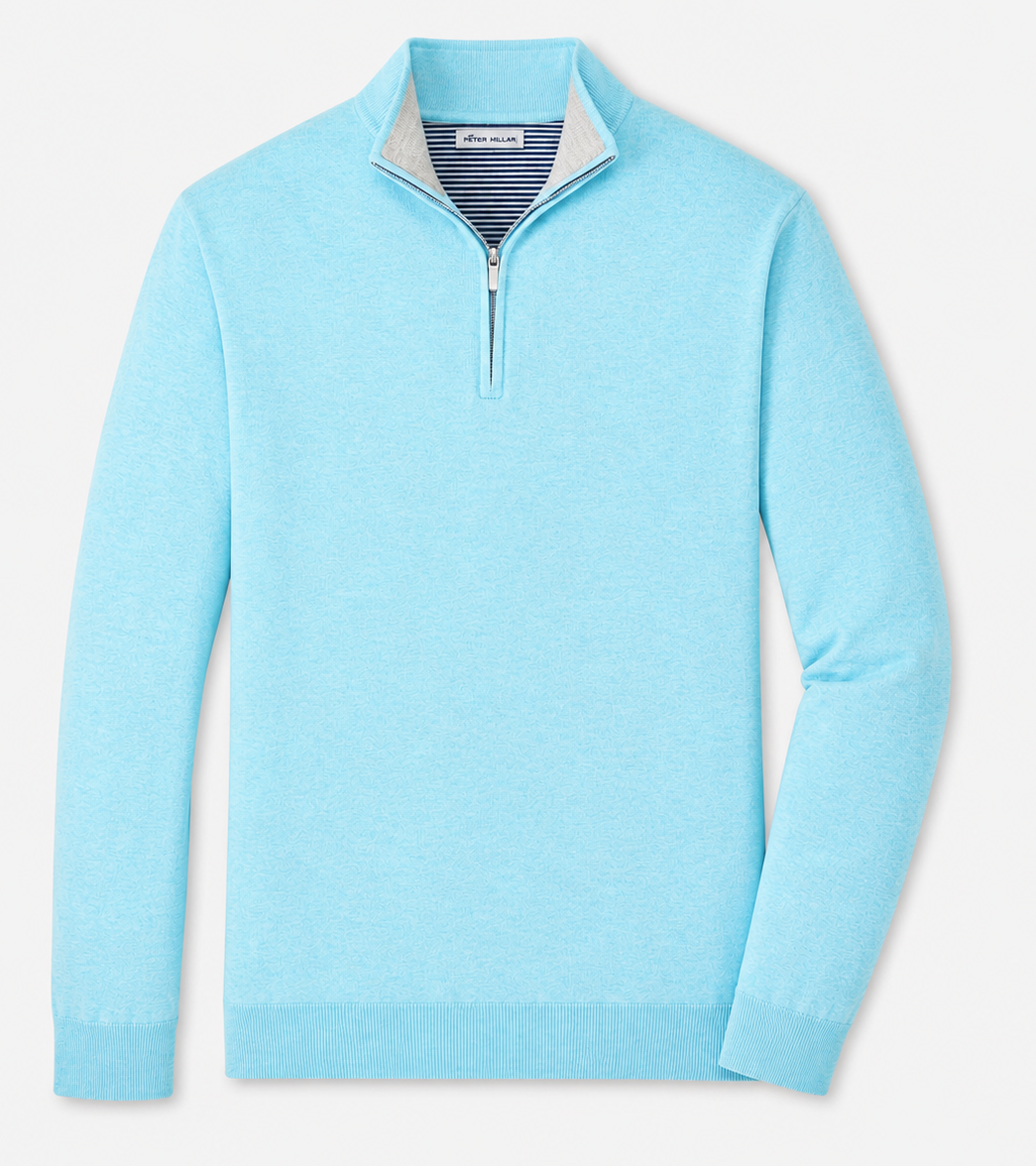 Peter Millar Men's Classic Fit Coolspun Cotton Quarter-Zip Sweater - SEAPORT BLUE