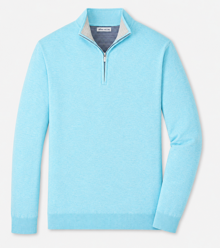 Peter Millar Men's Classic Fit Coolspun Cotton Quarter-Zip Sweater - SEAPORT BLUE