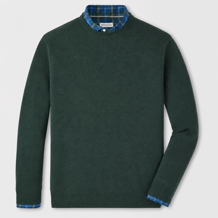 Peter Millar Men's Classic Fit Autumn Crest Honeycomb Crewneck Sweater - NORDIC PINE