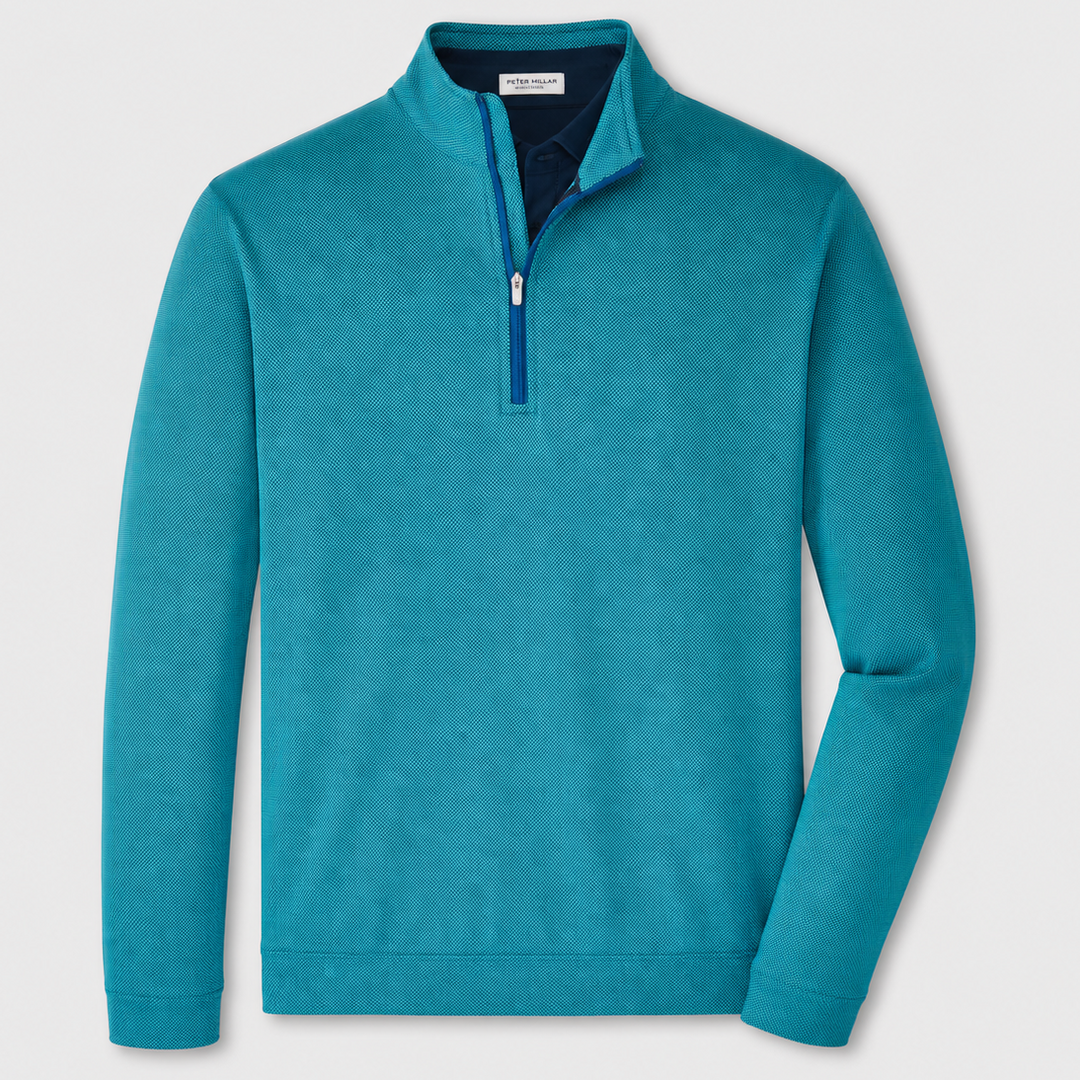 Peter Millar Men's Classic Fit Fit Perth Birdseye Performance Quarter Zip - SPORT NAVY