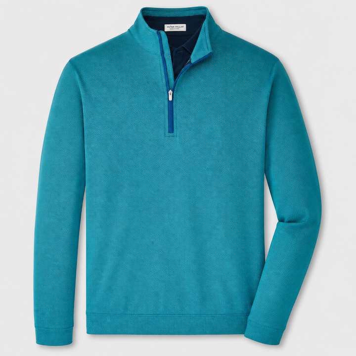 Peter Millar Men's Classic Fit Fit Perth Birdseye Performance Quarter Zip - SPORT NAVY