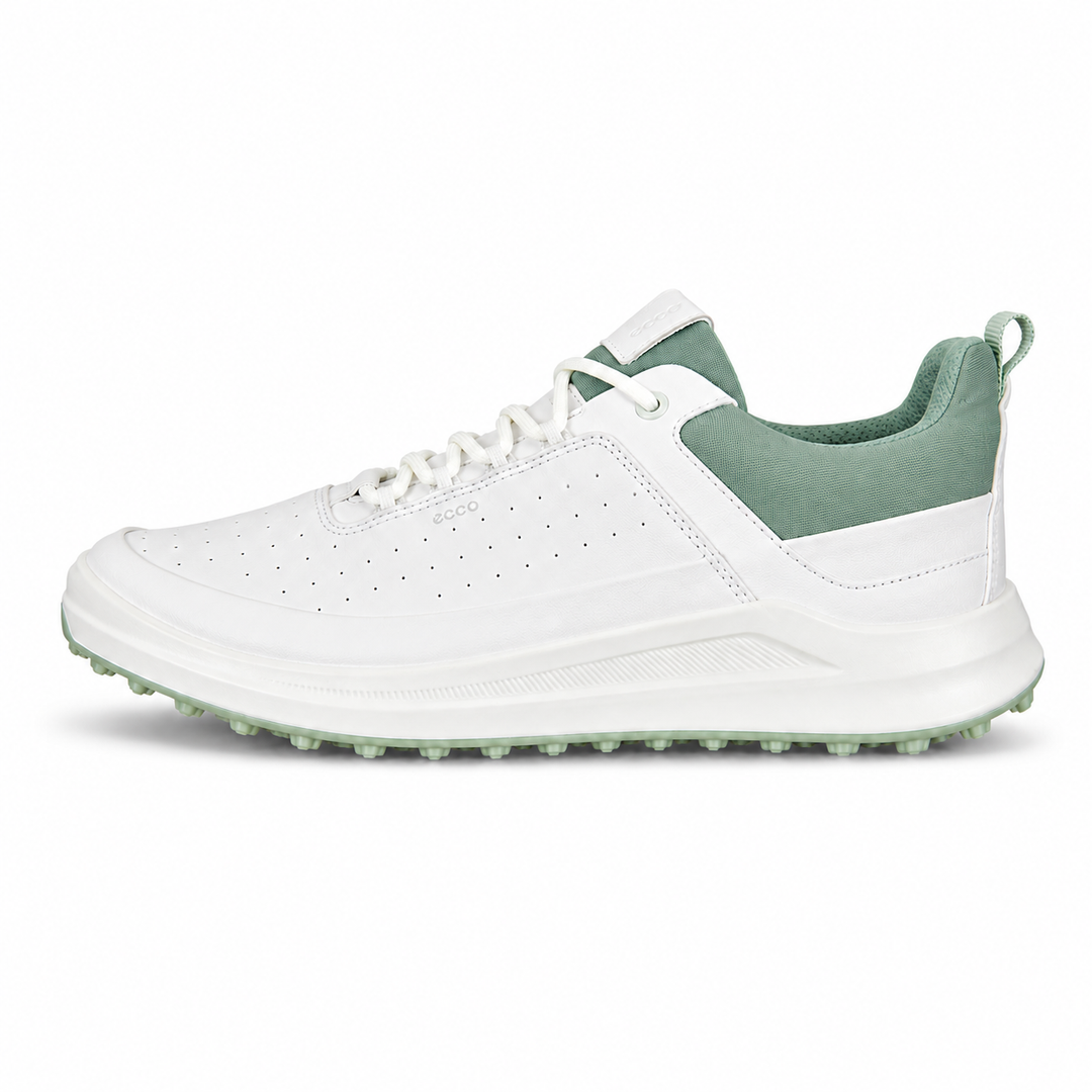 ECCO Women's Golf Core Leather Golf Shoe - WHITE/ SEDUM GREEN