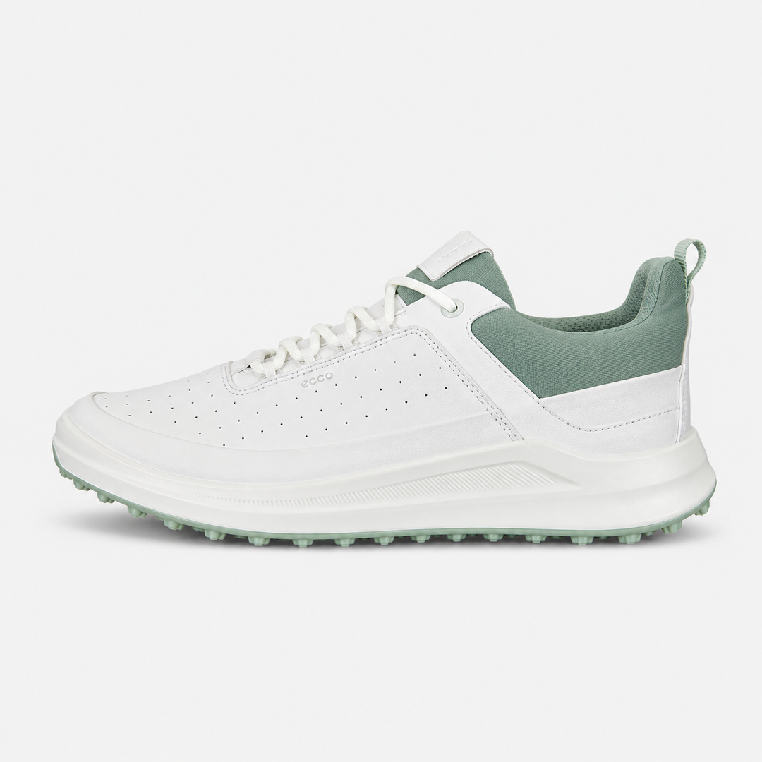 ECCO Women's Golf Core Leather Golf Shoe - WHITE/ SEDUM GREEN