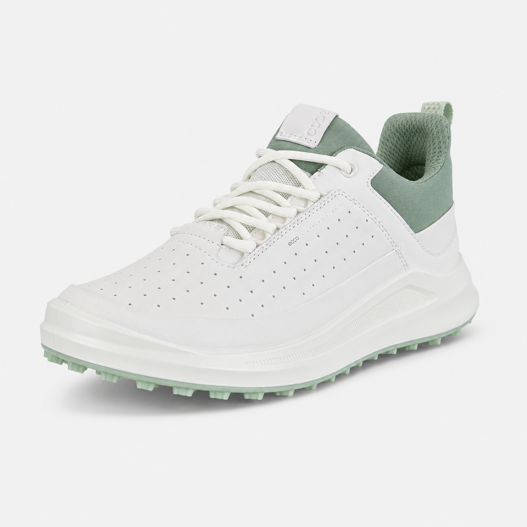 ECCO Women's Golf Core Leather Golf Shoe - WHITE/ SEDUM GREEN