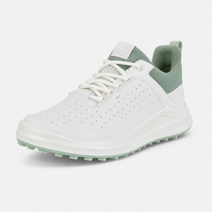 ECCO Women's Golf Core Leather Golf Shoe - WHITE/ SEDUM GREEN