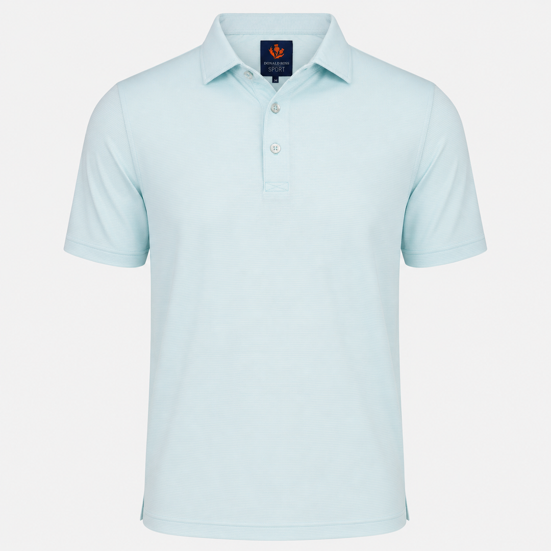 Donald Ross Mens Sport Fit LEO Polo - POOL / WHITE