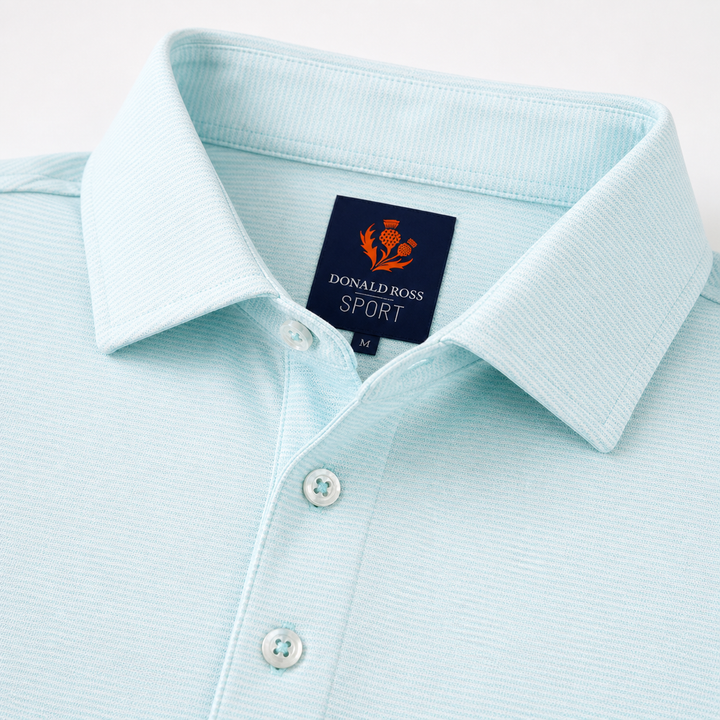 Donald Ross Mens Sport Fit LEO Polo - POOL / WHITE
