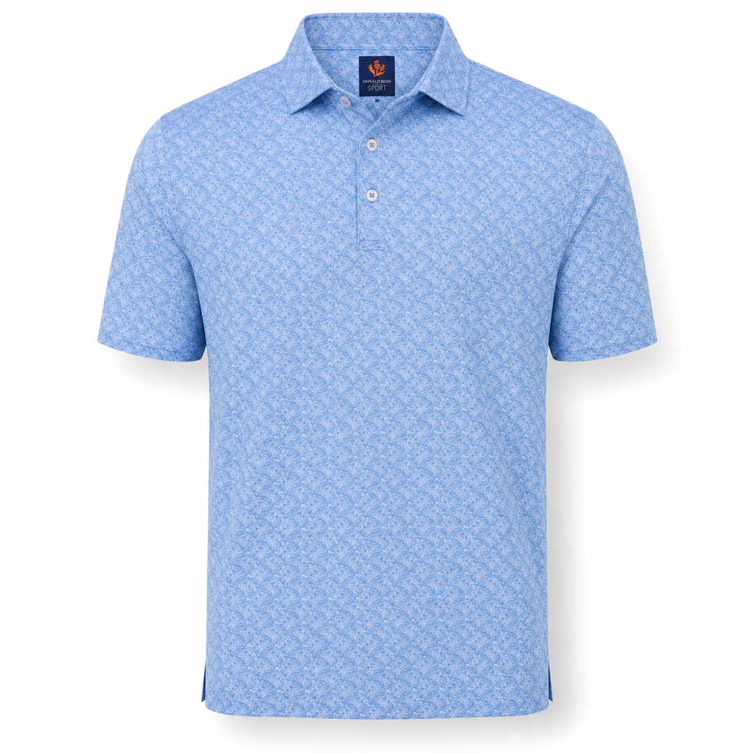 Donald Ross Mens Sport Fit SIDNEY SKULL Print  Polo - COASTAL/WHITE