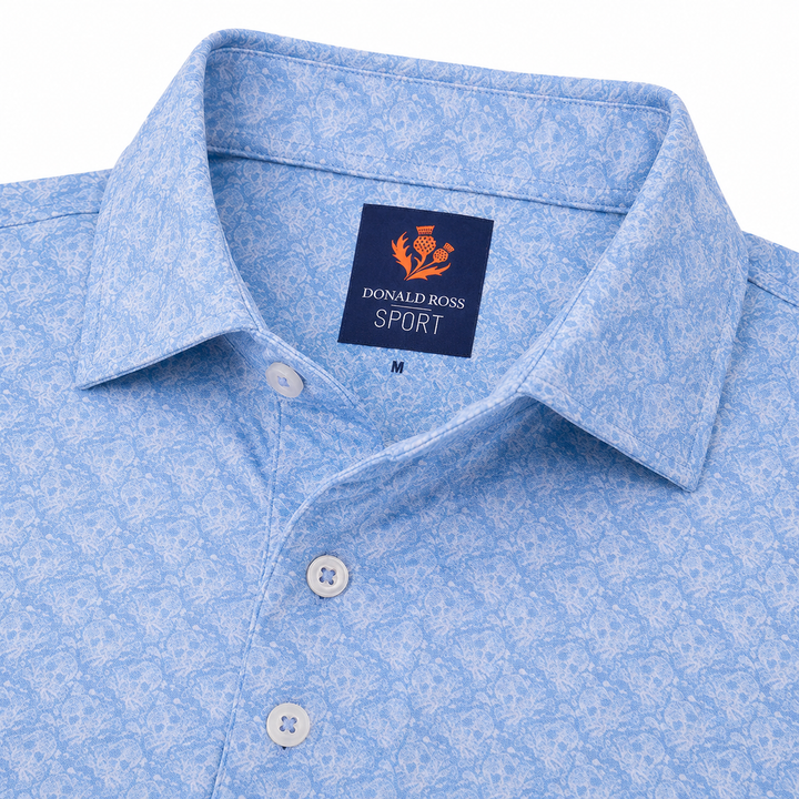Donald Ross Mens Sport Fit SIDNEY SKULL Print  Polo - COASTAL/WHITE
